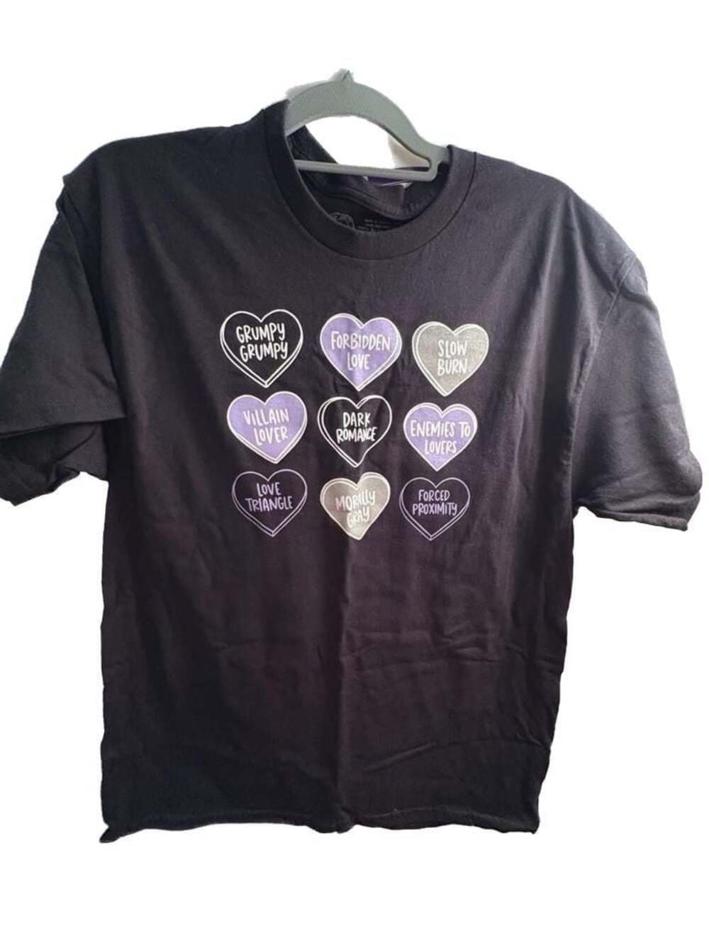 Out of Print Bookish Romance Tropes Conversation Hearts T-Shirt